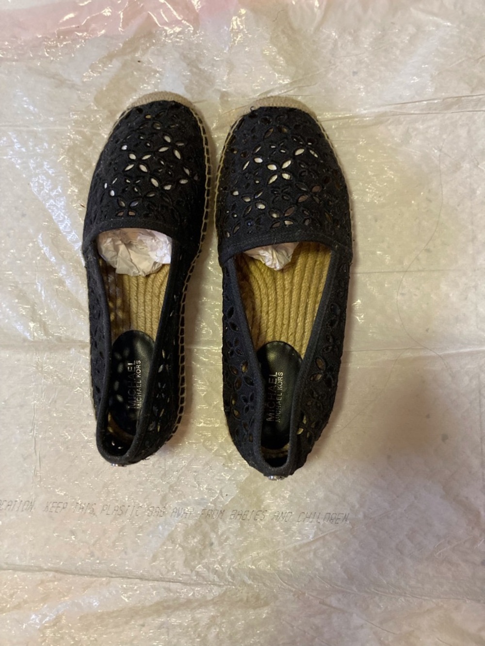 MICHAEL Michael Kors Black Laser-Cut Espadrille Flats